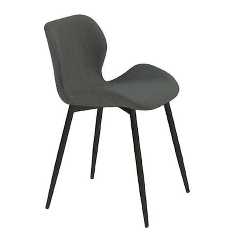 WOODWELL Καρέκλα Μεταλλική/Ύφασμάτινη Σετ 4 Τμχ - Σκούρο Γκρι