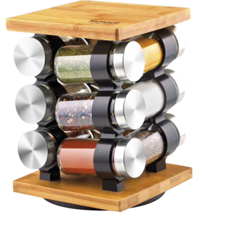 LAMART Περιστρεφόμενη Θήκη Μπαχαρικών με Βάση 12τμχ