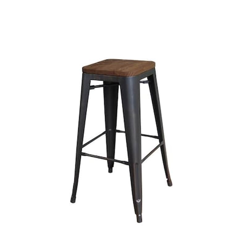 WOODWELL Σκαμπό Μπαρ Μεταλλικό Antique 43x43x76 cm - Μαύρο