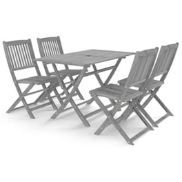 Vidaxl Σετ Τραπεζαρίας Κήπου 5 Τεμαχίων Γκρι Από Μασίφ Ξύλο Ακακίας