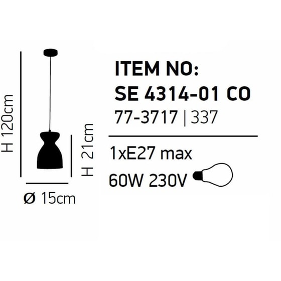 Φωτιστικό Οροφής Μονόφωτο Homelighting Domenico από Γυαλί 15x15x21-120 cm - Χάλκινο image 1