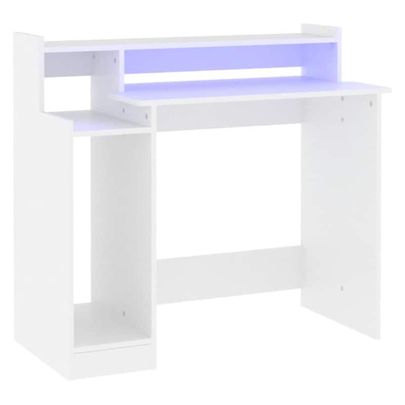 Γραφείο VidaXL με LED από Επεξεργασμένο Ξύλο 97x45x90 cm - Λευκό