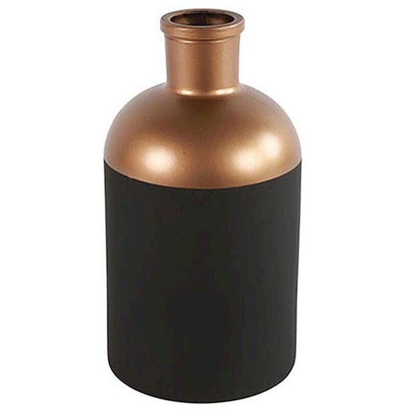 DECOSTAR Διακοσμητικό Βάζο Decostar 793756 Μεταλλικό Φ14x26 cm - Μαύρο/Μπρονζέ