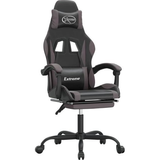 Καρέκλα Gaming VIDAXL 3143882 με Υποπόδιο από Τεχνητό Δέρμα - Γκρι image 0