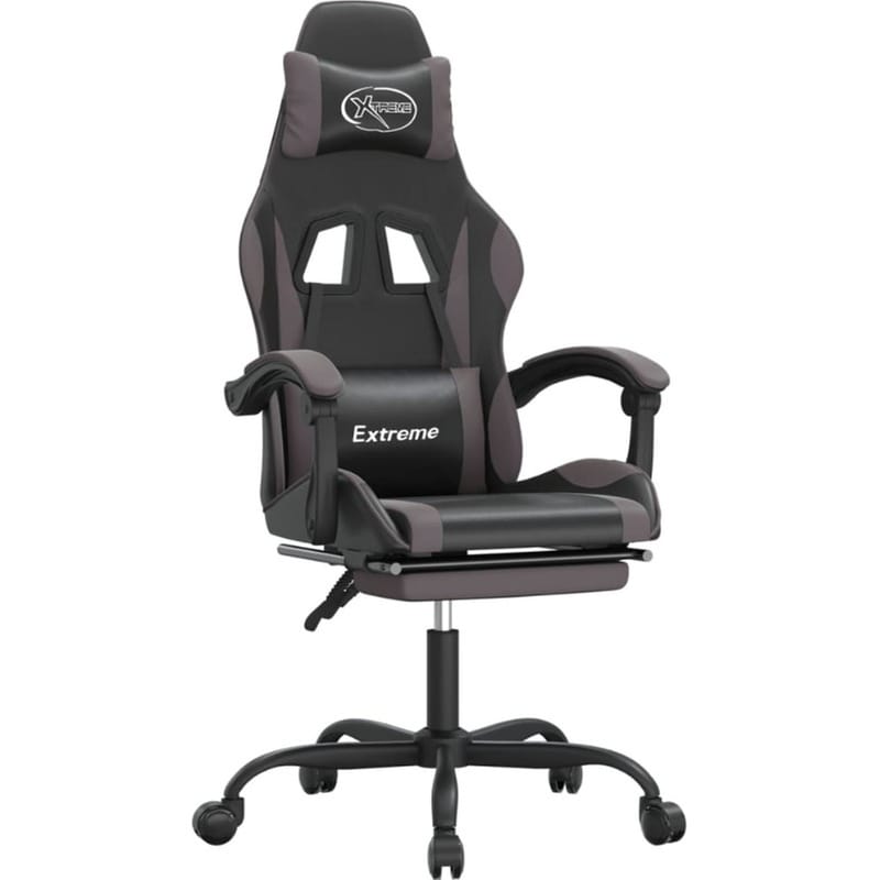 Καρέκλα Gaming VIDAXL 3143882 με Υποπόδιο από Τεχνητό Δέρμα - Γκρι