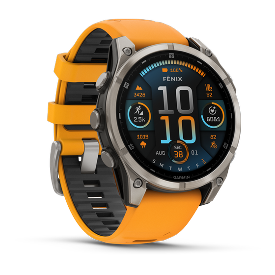 Smartwatch Garmin Fenix 8 47mm - Sapphire, Titanium with Spark Orange/Graphite Silicone Band image 1