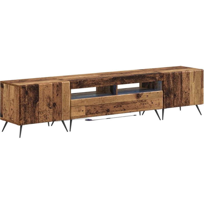 Έπιπλο Τηλεόρασης VidaXL BREDA με LED 3 τμχ 198 x 35 x 43 cm - Παλαιωμένο Ξύλο