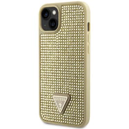 Θήκη Apple iPhone 14 - Guess Rhinestones Triangle Metal Logo Collection - Χρυσό