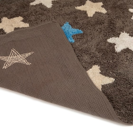Baby Adventure Χειροποίητο Βαμβακερό Χαλί Γκρι "stars" 120x170εκ. Br75145 image 1
