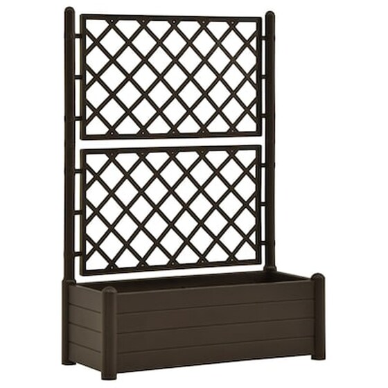 Vidaxl Ζαρντινιέρα Κήπου Με Καφασωτό Μόκα 100 X 43 X 142 Εκ. Από Pp image 2