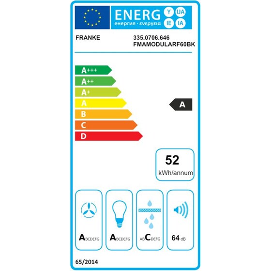 FRANKE Maris MODULAS F60 BK MATT 60 cm Μαύρο Απορροφητήρας Καμινάδα - Τζάκι image 7