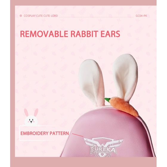 Gaming Chair Eureka Ergonomic Pink Bunny - Ροζ image 4