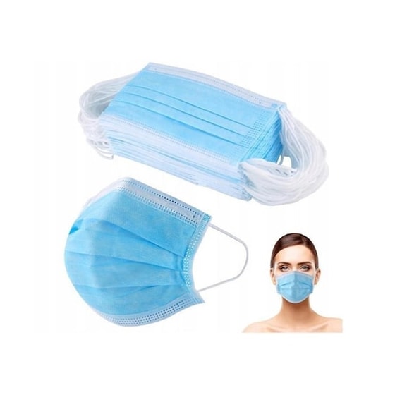 Μάσκες Προστασίας 3ply 50 Τμχ - Γαλάζιες image 1