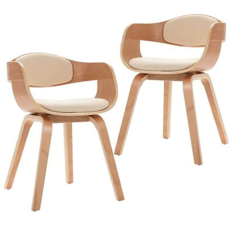 Καρέκλες Τραπεζαρίας Vidaxl από Λυγισμένο Ξύλο/Συνθετικό Δέρμα 2 Τμχ - Κρεμ VIDAXL