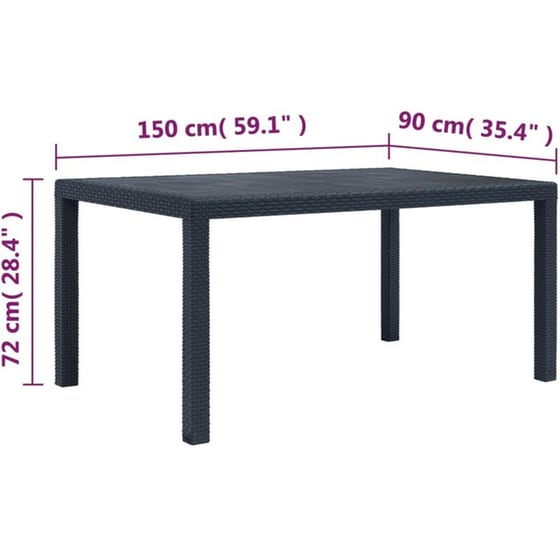 Τραπέζι Εξωτερικού Χώρου VidaXL από Πλαστικό 150x90x72 cm - Ανθρακί image 4