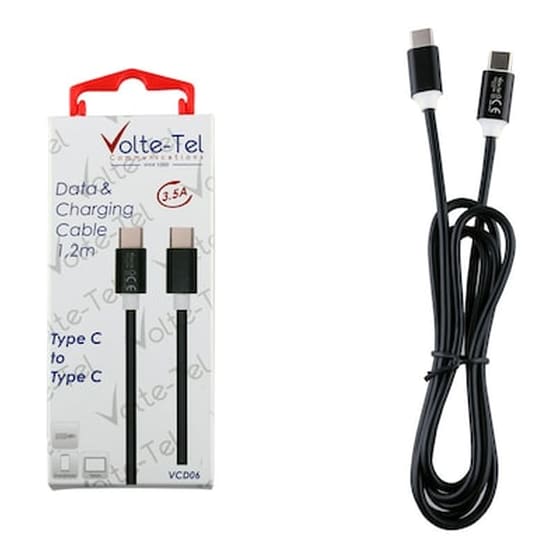 Καλώδιο δεδομένων Volte-tel Vcd06 Aluminium Usb-C to Usb-C 3.5A 1.2m - Black image 0