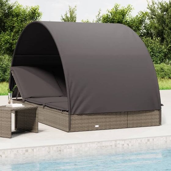 Ξαπλώστρα VidaXL από Συνθετικό Ρατάν 211x112x140 cm - Γκρι image 1