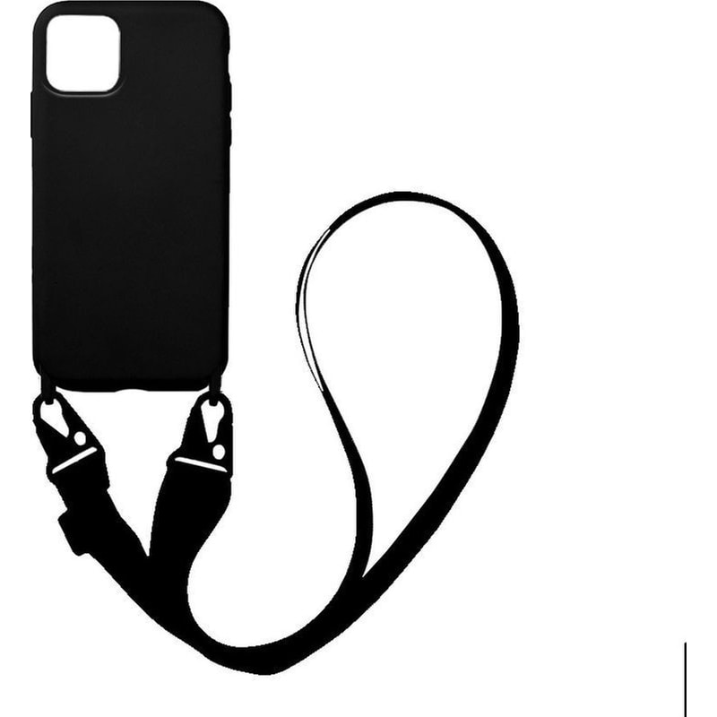 Θήκη Apple iPhone 11 - My Colors Carryhang Liquid Silicone Strap - Μαύρο