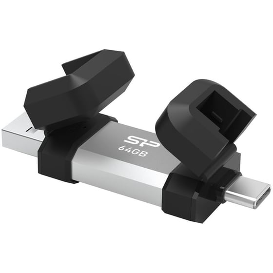 Silicon Power USB  C51 64 GB USB/USB-C Flash Drive - Ασημί image 2
