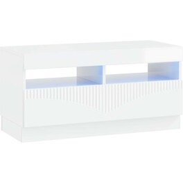 Έπιπλο Τηλεόρασης με LED VidaXL από Επεξεργασμένο Ξύλο - Γυαλιστερό Λευκό
