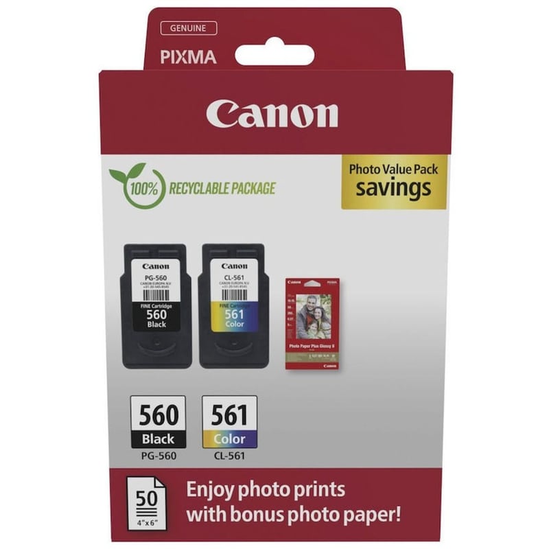 CANON Canon Pg-560/Cl-561 Πολλαπλό Πακέτο 2 Μελανιών Εκτυπωτή 3713C008