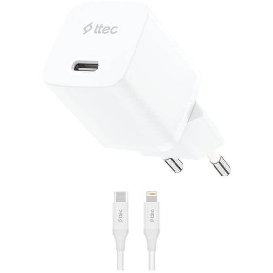 Φορτιστής Πρίζας Ttec 2SCG20LB 20W με Καλώδιο USB-C σε Lightning - White image 0