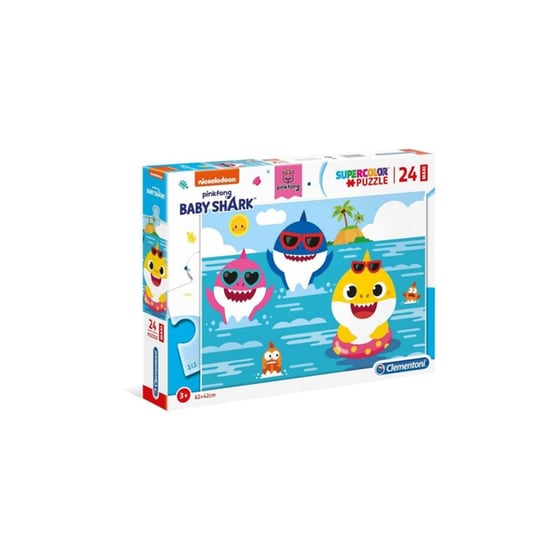 Παιδικό Παζλ Clementoni Maxi Super Color Baby Shark (24 Κομμάτια) image 1