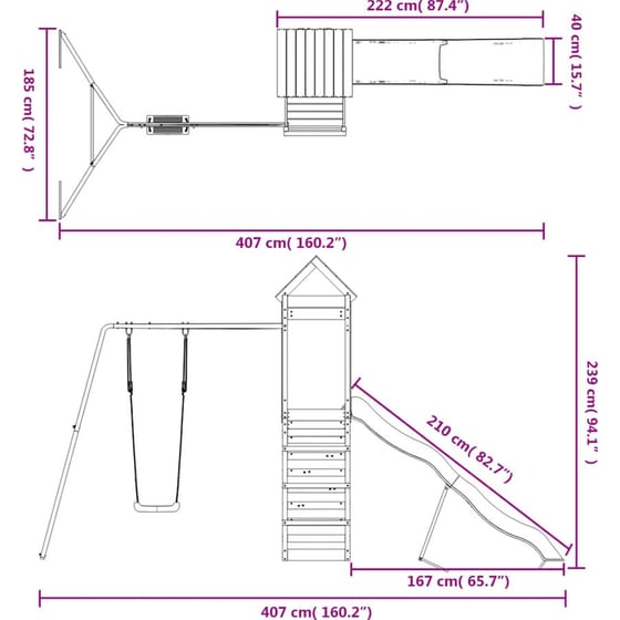 VidaXL Παιδική Χαρά Εξωτερικού Χώρου από Μασίφ Ξύλο Ψευδοτσούγκας image 11
