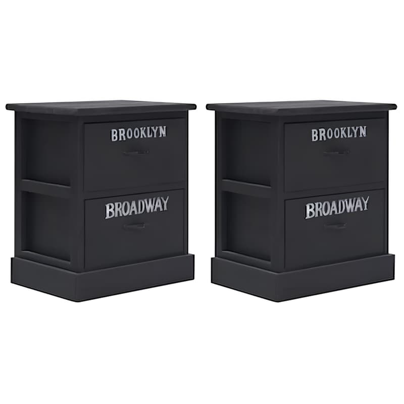 VIDAXL Κομοδίνο Vidaxl Από Ξύλο Παυλώνιας 2τμχ 38x28x45 cm - Μαύρο