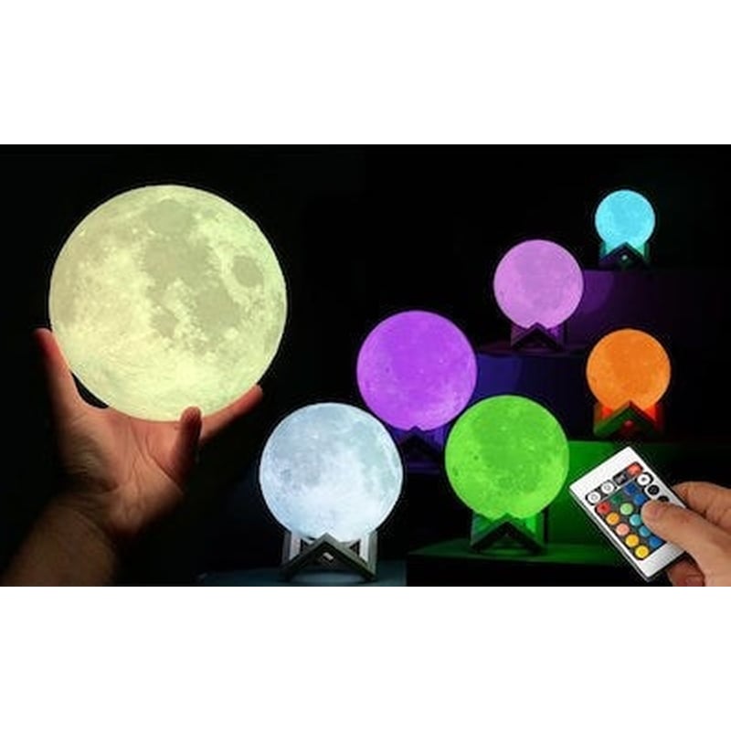 Τηλεχειριζόμενο Ανάγλυφο Φωτιστικό Αφής Φεγγάρι 3d Rgb Moon Light