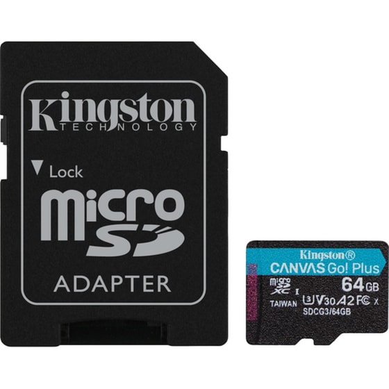 Kingston Canvas Go! Plus microSDXC 64GB Class 10 U3 V30 A2 UHS-I με αντάπτορα image 0