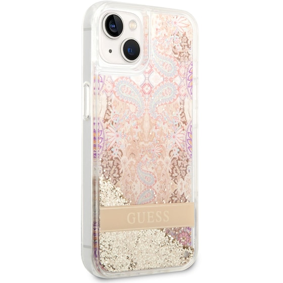 Θήκη Apple iPhone 14 Plus - Guess Liquid Glitter Paisley Gold Collection - Gold image 1