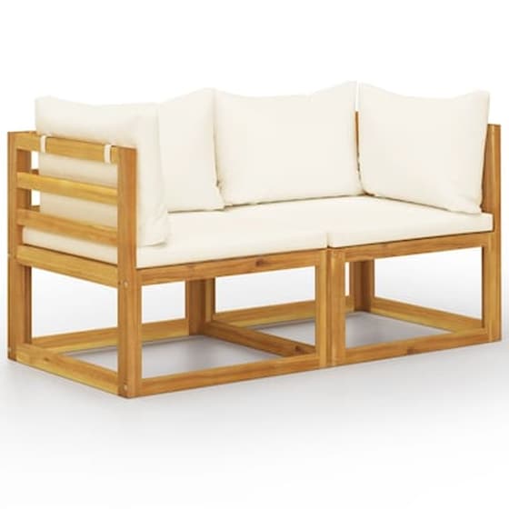Παγκάκι Κήπου VidaXL Διθέσιο με Μαξιλάρια 70x70x60 cm - Κρεμ image 0