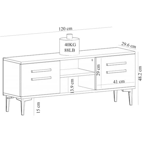 Έπιπλο Τηλεόρασης 24Mall Lira Sapphire από Μοριοσανίδα 120x29.6x48.2 cm - Μπεζ/Μαύρο image 3