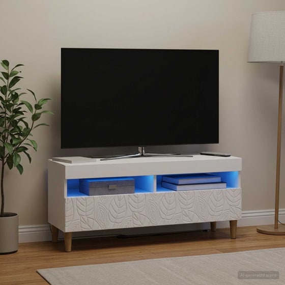 Έπιπλο Τηλεόρασης με LED VidaXL από Επεξεργασμένο Ξύλο - Λευκό image 2