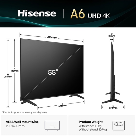 Hisense LED 55" 4Κ Smart Tηλεόραση 55A6Q image 2