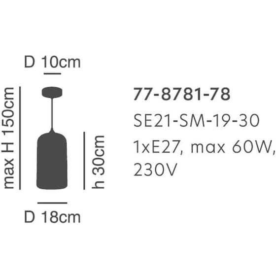 Φωτιστικό Οροφής Μονόφωτο Homelighting Feint από Γυαλί Φ18x30-300 cm - Γκρι image 1