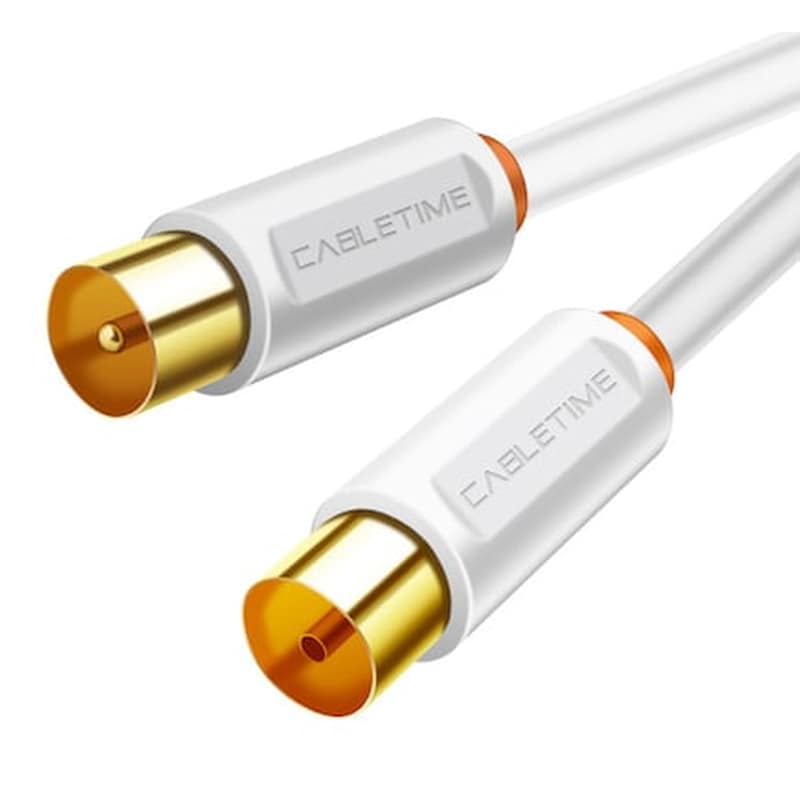 CABLETIME Cabletime Καλώδιο Tv M Σε Tv F Av101, 75ohm, 2m, Λευκό