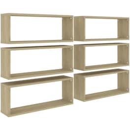 Ράφια Τοίχου VidaXL από Μοριοσανίδα 60x15x23 cm 6 Τμχ - Sonoma/ Μπεζ