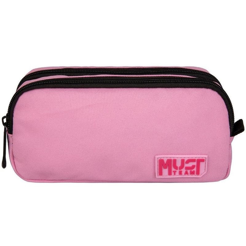 Κασετίνα Βαρελάκι Must Team Monochrome Ροζ Απαλό με Ροζ Έντονο