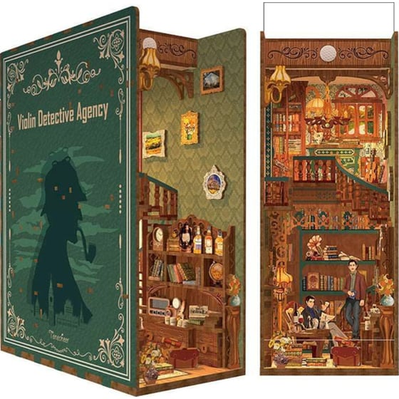 DIY 3D Puzzle Book Nook Kit Βιβλιοστάτης - Violin Detective Agency image 1
