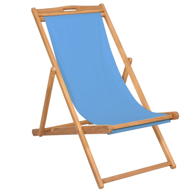 Σεζλόνγκ VidaXL Πτυσσόμενη από Ξύλο Teak/Ύφασμα 56x105x96 cm - Μπλε