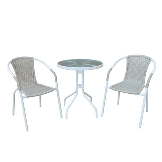 Τραπεζι Σετ Μεταλλικο - Wicker Beige Με 2 Πολυθρονες image 0