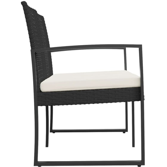 Διθέσιο Παγκάκι Κήπου VidaXL με Μαξιλάρια από Ρατάν Πολυπροπυλενίου 103.5x57x77.5 cm - Μαύρο/Λευκό image 1