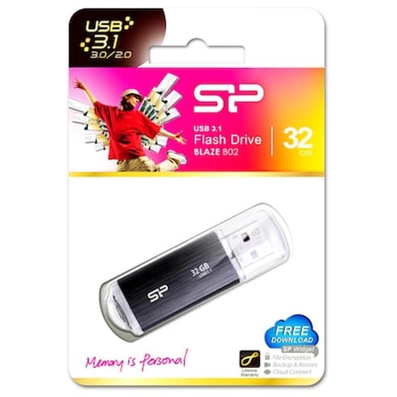 Silicon Power Blaze B02 32GB USB 3.1 Stick Μαύρο image 1