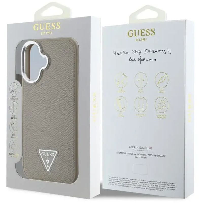 Θήκη Apple iPhone 16 - Guess Tringle Logo - Brown GUESS
