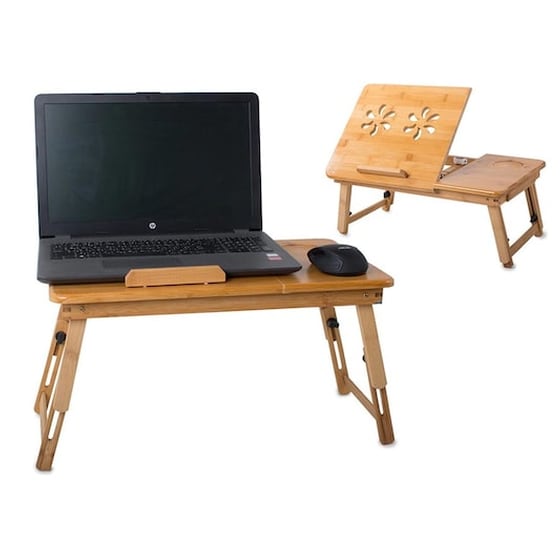 Ξύλινο Πτυσσόμενο Τραπεζάκι Laptop Από Bamboo Με Ρυθμιζόμενο Ύψος, 50x30 Cm image 1