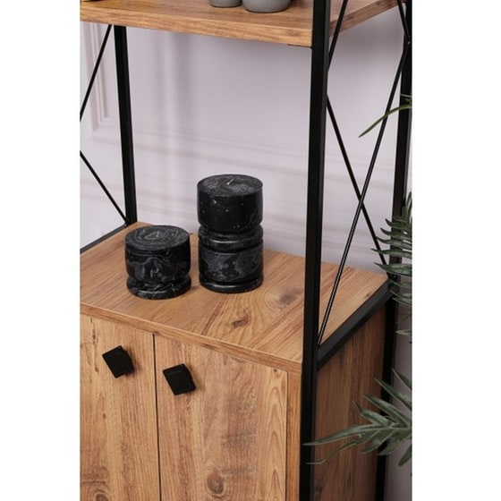 Βιβλιοθήκη 24Mall Masa Atlantic Pine από Μοριοσανίδα/Μέταλλο 49x30x180 cm - Μαύρο/Καφέ image 4