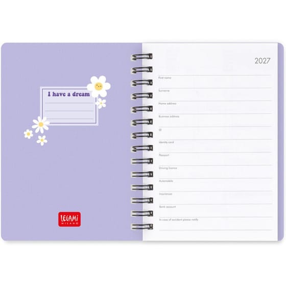 Ημερολόγιο Εβδομαδιαίο Σπιράλ 2027 Legami 12M Small Daisy Lilac image 4