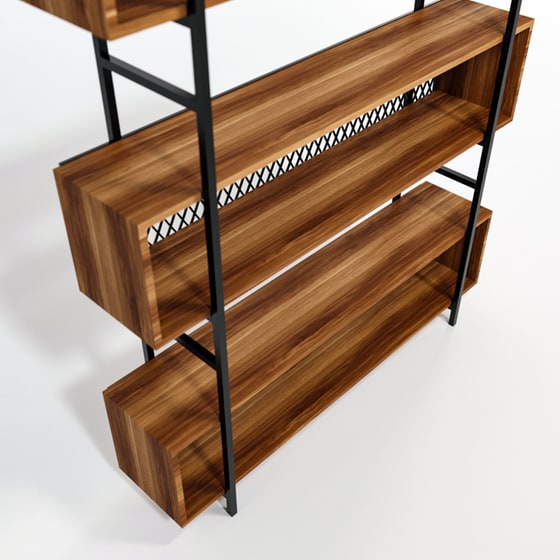 Ραφιέρα 24Mall Poesia από Μοριοσανίδα/Μέταλλο 140x34x180 cm - Καρυδί image 3